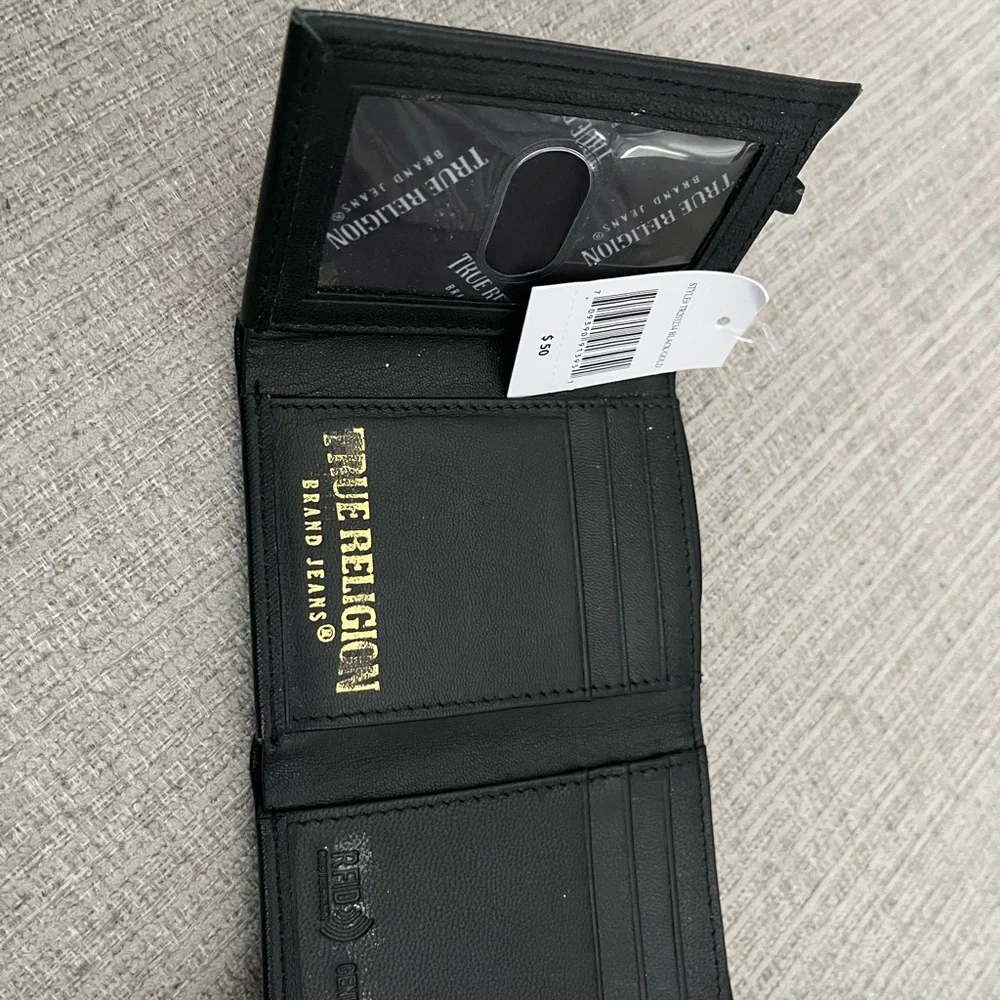 True Religion Sleek Black Money Clip with Gold Detail
